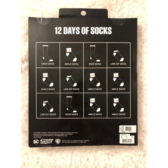~12 Pair-SZ: Large socks NIB~ DC-Justice League 12 Days Of Socks - Picture 3 of 11